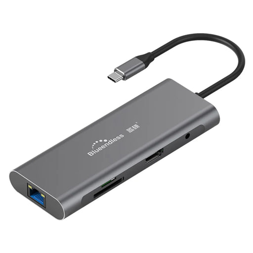 BLUEENDLESS HC901 Type-C Aluminum Alloy Hub 9-in-1 Docking Station Adapter with 100mm Extended Cable - 2
