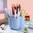 360 Degree Rotating Pen Holder 6 Grids Plastic Pencil Storage Box Desktop Stationery Organizer - Blue - 2