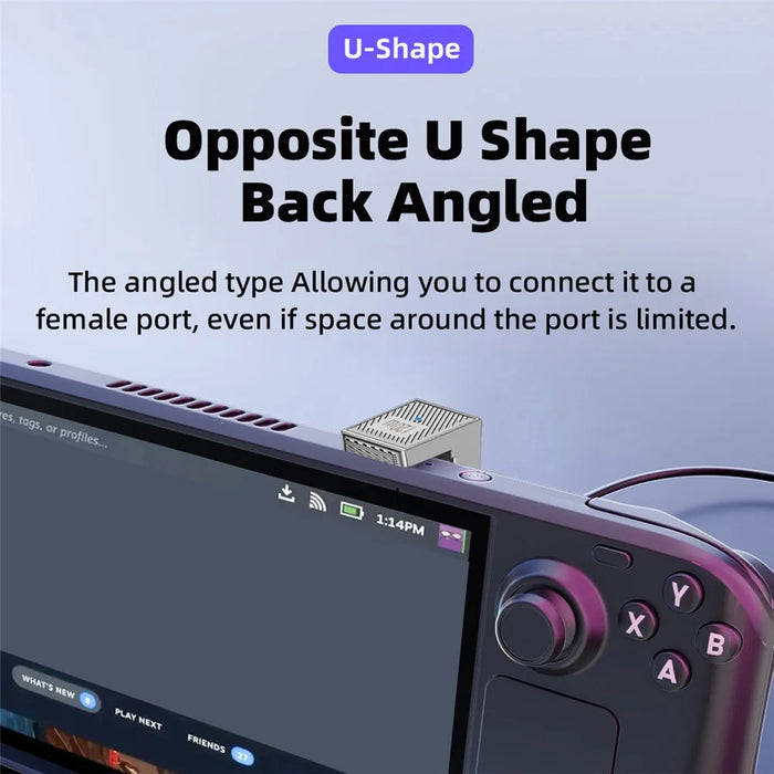 UC-017-OS USB 3.1 Type C Male to USB 3.0 A Female 10Gbps OTG Data 120W Power Opposite U Shape Back Angled Adapter - 7