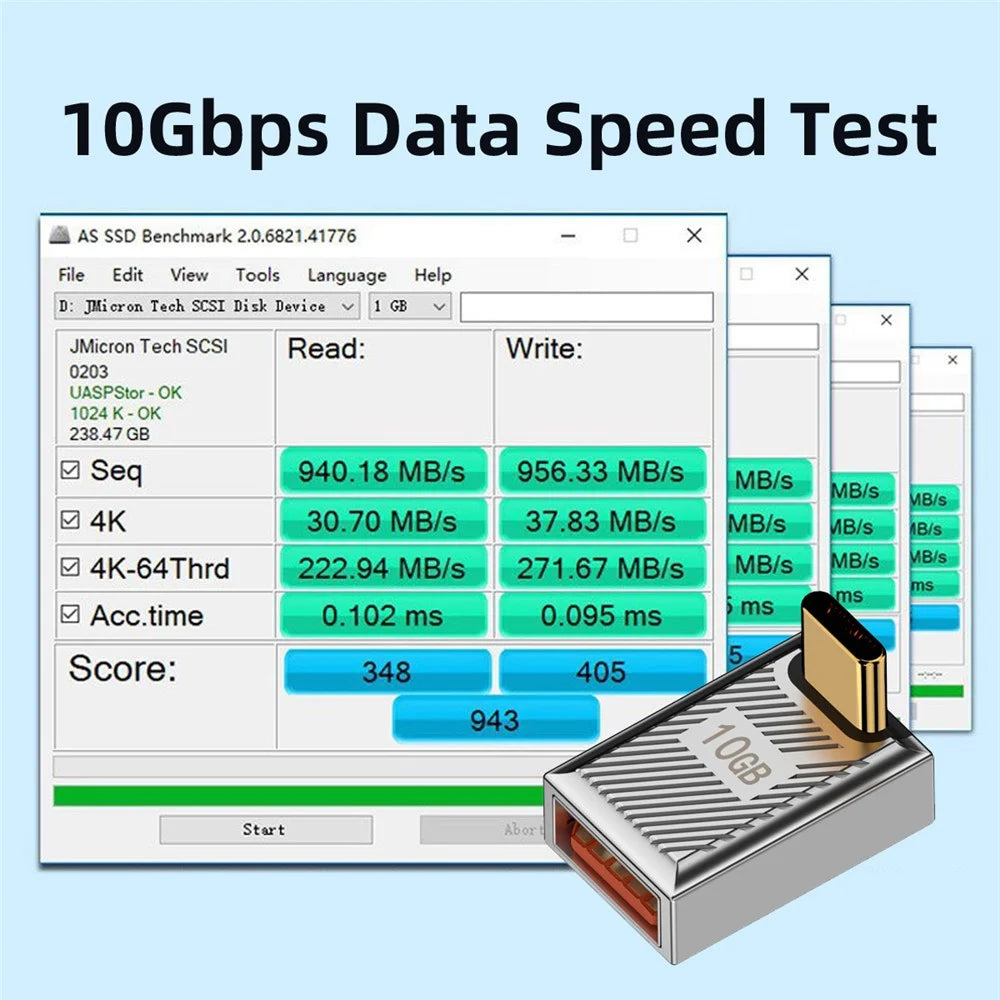 UC-017-UP USB 3.1 Type C Male to USB 3.0 A Female Converter 10Gbps Up Down Angled 120W Power OTG Adapter - 3