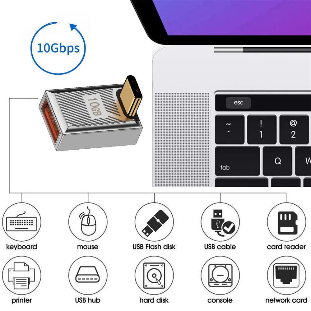 UC-017-UP USB 3.1 Type C Male to USB 3.0 A Female Converter 10Gbps Up Down Angled 120W Power OTG Adapter - 6