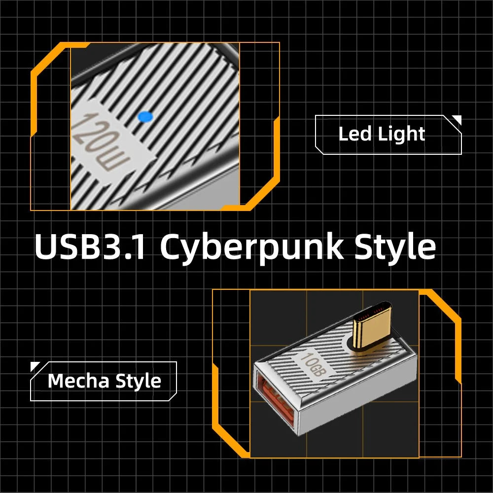 UC-017-LP For Laptop Tablet Phone USB 3.1 Type C Male to USB 3.0 A Female 10Gbps OTG Data 120W Alloy Shell Power Adapter - 4