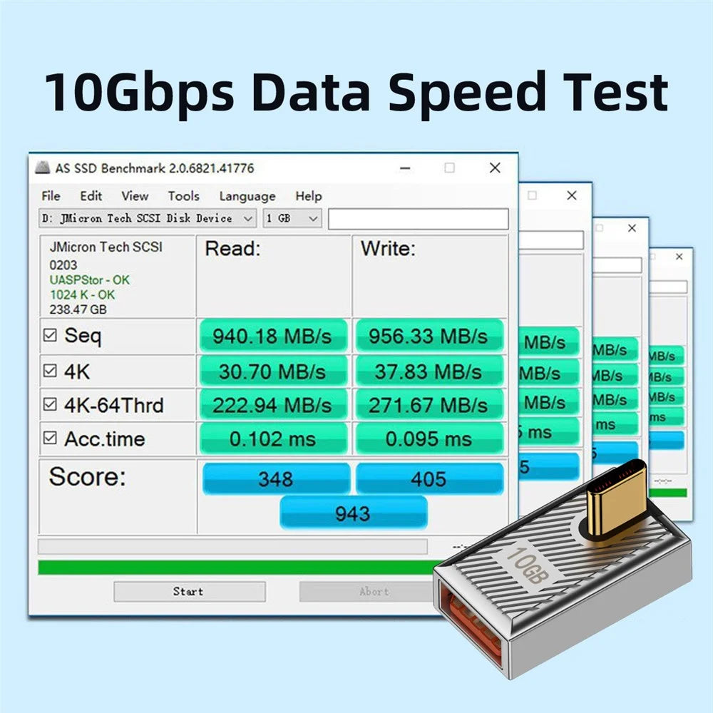 UC-017-LP For Laptop Tablet Phone USB 3.1 Type C Male to USB 3.0 A Female 10Gbps OTG Data 120W Alloy Shell Power Adapter - 5