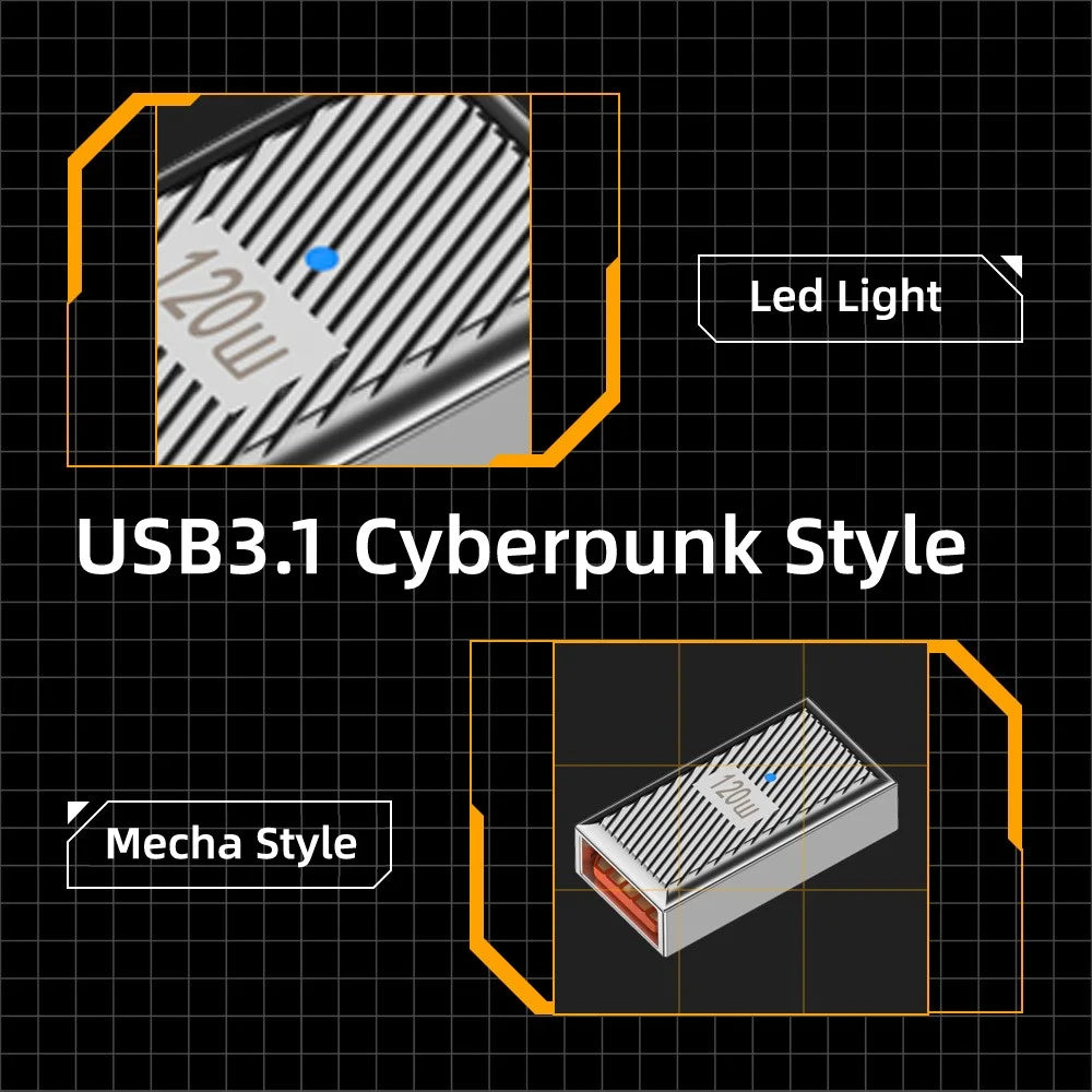 UC-017-FE USB 3.1 Type C Female to USB 3.0 A Female 10Gbps Data Transfer 120W Power Adapter OTG Converter - 3