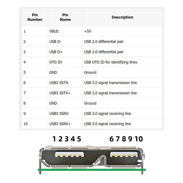 CN-007 10Pcs Micro USB 3.0 10pin Female Socket Receptacle Adapter Board Mount SMT Type with PCB - 7