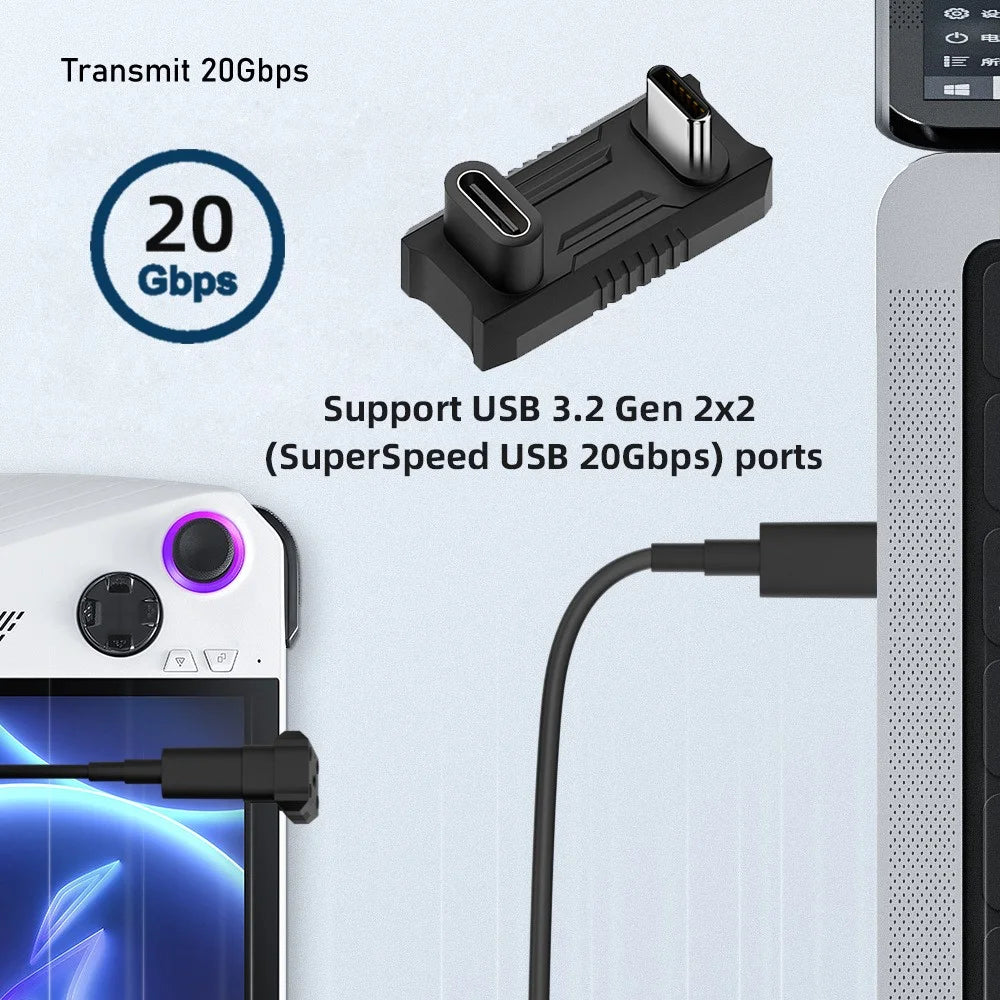 UC-068-OU USB-C Male to Female Power Data Video Adapter Opposite U Shape Back Angled Converter (13.5mm Distance Space) - 4