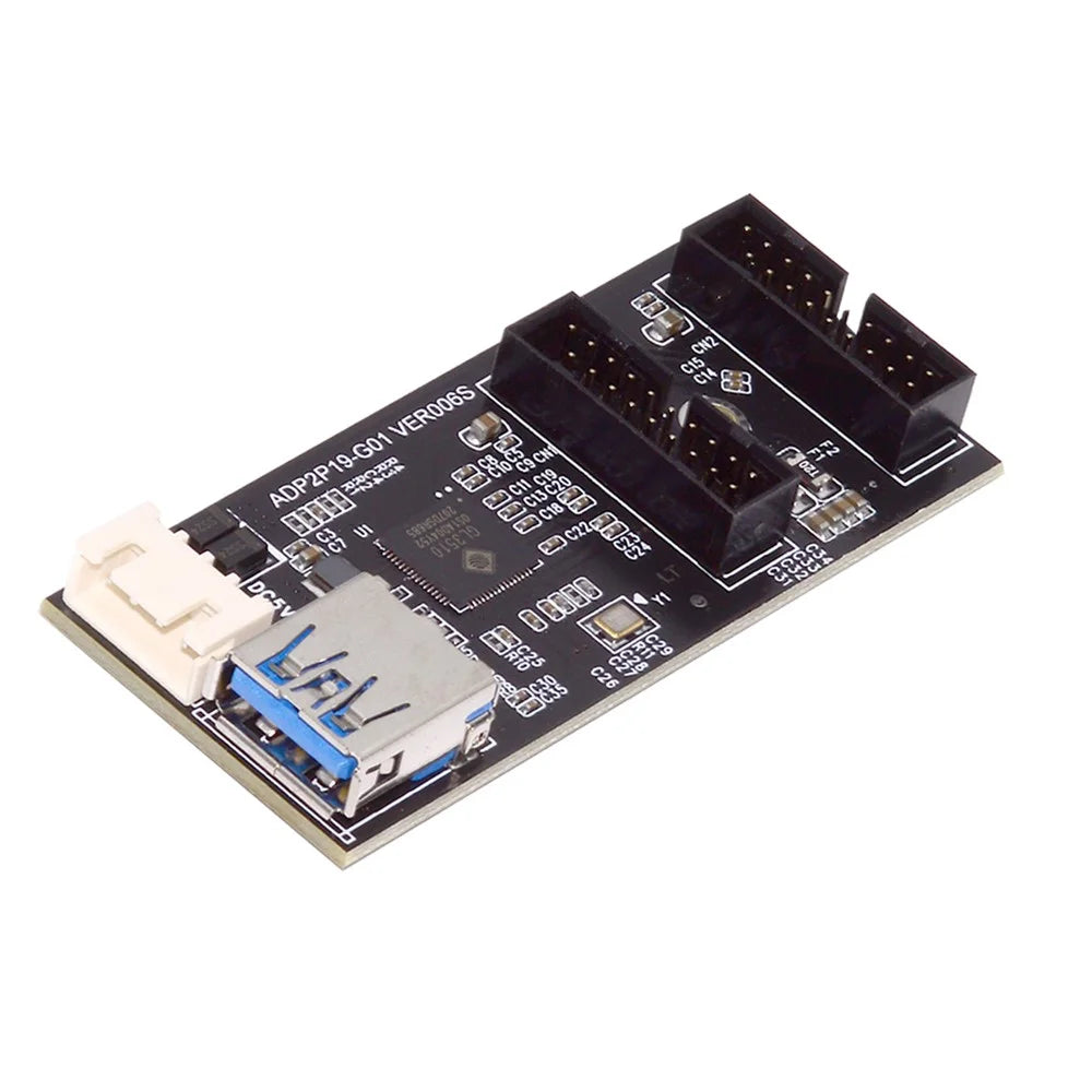 U3-084-AF Single 19 / 20Pin Header to USB 3.0 19 / 20Pin Dual Ports Female PCBA Type Adapter 5Gbps Motherboard Connector - 3