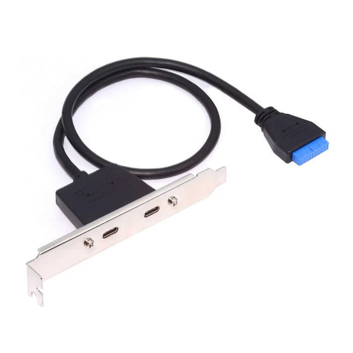 UC-020-CC USB3.0 Motherboard 19 / 20Pin to USB-C Type-C Dual Ports Female PCI-E Back Panel 5Gbps Cable - 2