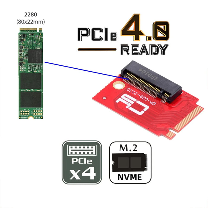EP-022-2230MM NVME M-Key 22x30mm to 22x80mm NGFF Extension SSD Upgrade Adapter Compatible with ROG Ally Gaming - 7