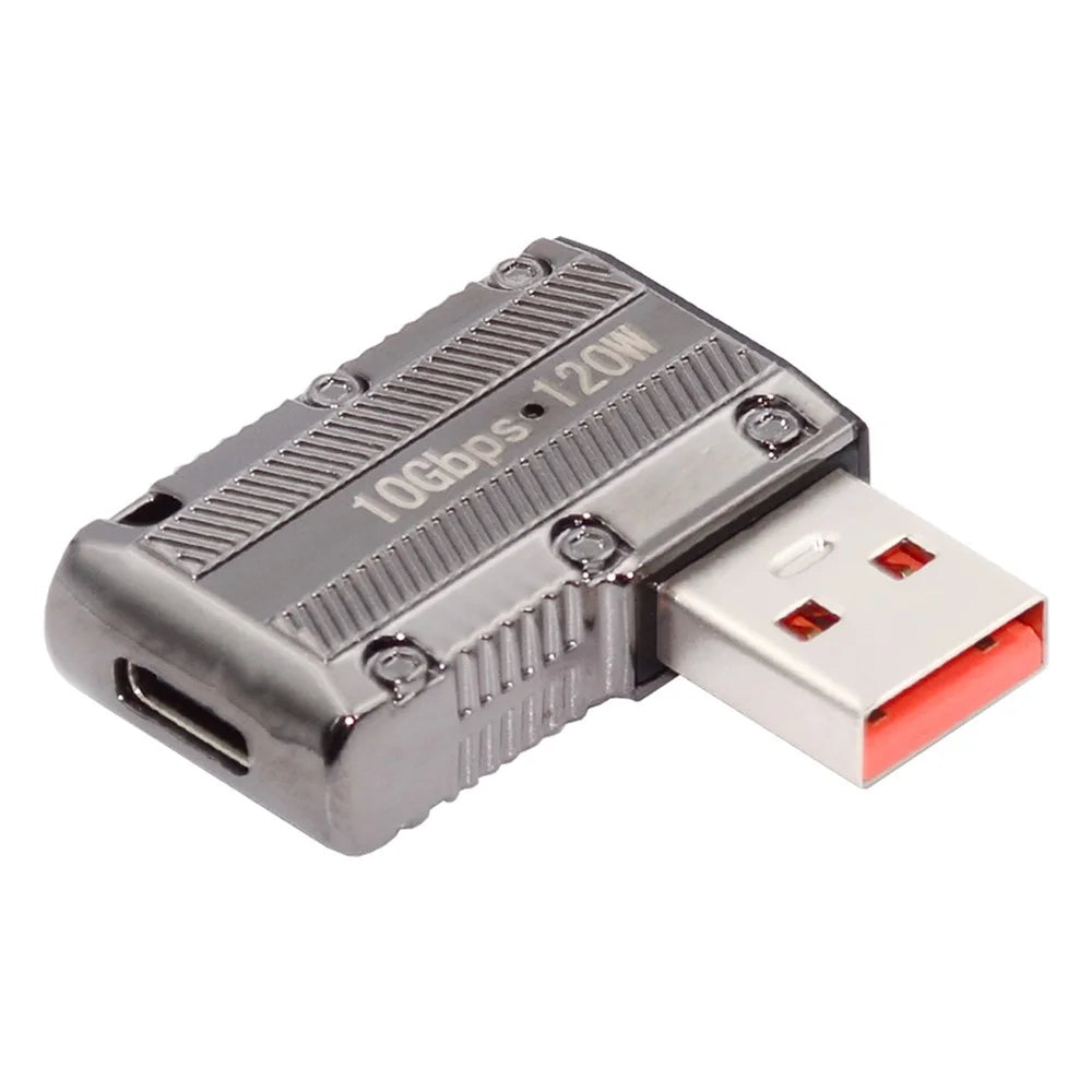 UC-029-TC001 USB 3.1 Type C Female to USB 3.0 Type-A Male 90 Degree Right Angled Flat Type 10Gbps Data 120W Power Adapter - 1
