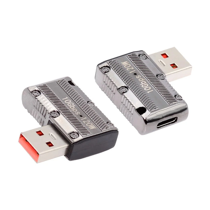 UC-029-TC001 USB 3.1 Type C Female to USB 3.0 Type-A Male 90 Degree Right Angled Flat Type 10Gbps Data 120W Power Adapter - 3