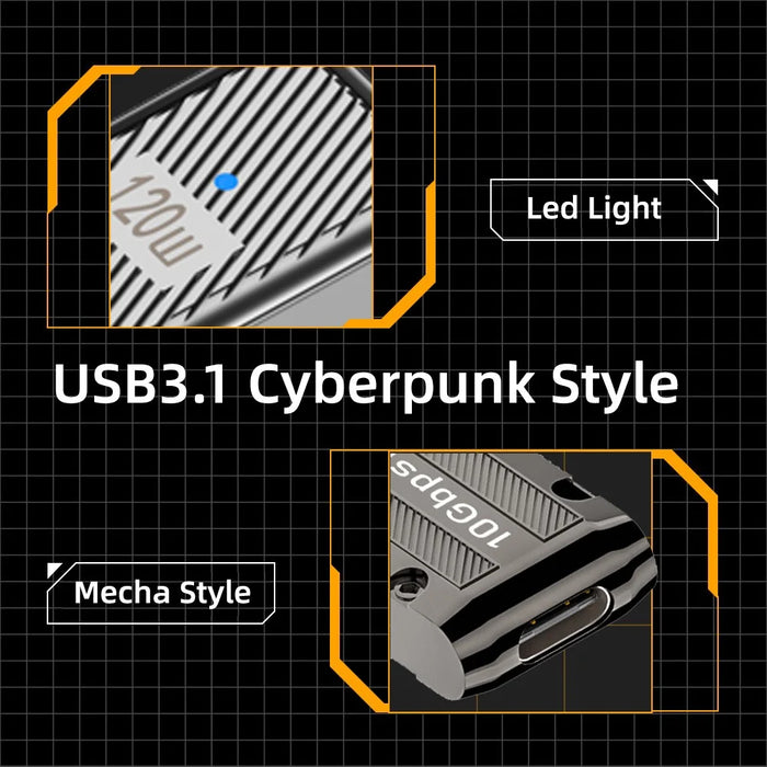 UC-029-TC001 USB 3.1 Type C Female to USB 3.0 Type-A Male 90 Degree Right Angled Flat Type 10Gbps Data 120W Power Adapter - 7