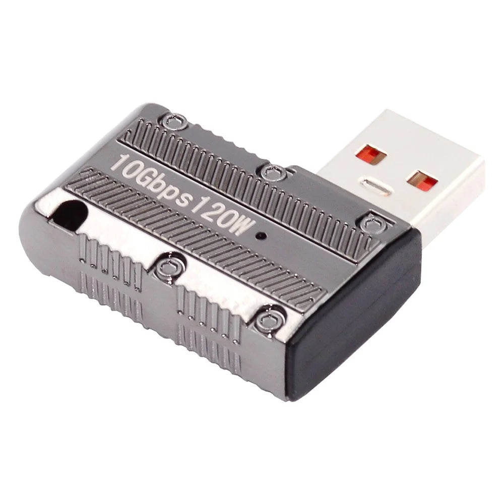 UC-029-TC002 USB 3.1 Type C Female to USB 3.0 Type-A Male 90 Degree Left Angled Flat Type 10Gbps Data 120W Power Adapter - 2