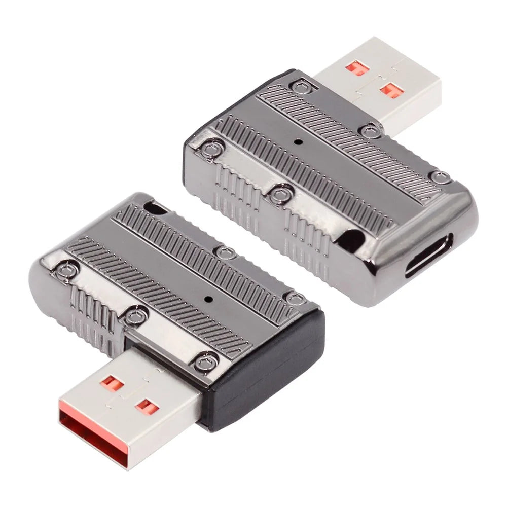 UC-029-TC002 USB 3.1 Type C Female to USB 3.0 Type-A Male 90 Degree Left Angled Flat Type 10Gbps Data 120W Power Adapter - 3
