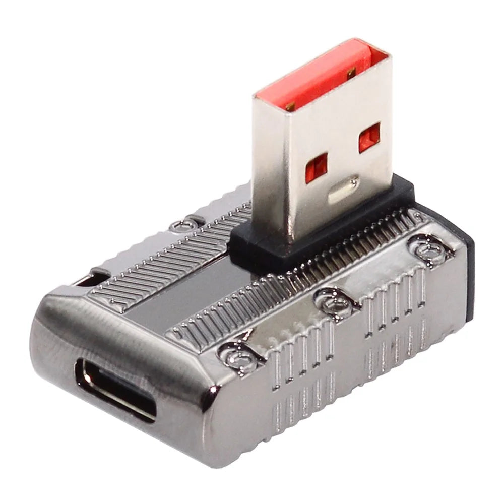 UC-029-TC006 USB 3.1 Type C Female to USB 3.0 Type-A Male 90 Degree Left Angled 10Gbps 120W Mini Power Adapter - 1
