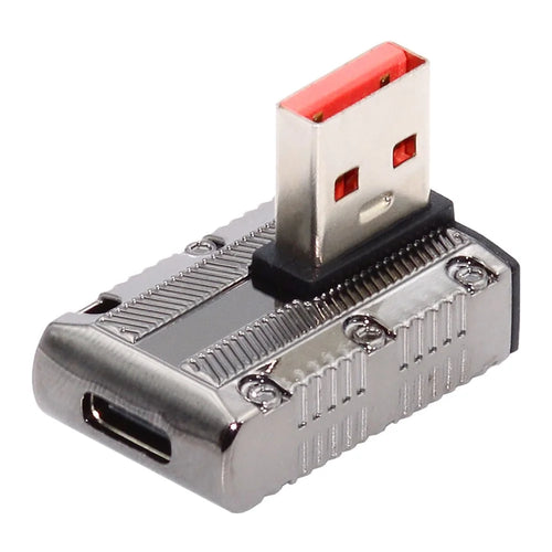 UC-029-TC006 USB 3.1 Type C Female to USB 3.0 Type-A Male 90 Degree Left Angled 10Gbps 120W Mini Power Adapter - 1
