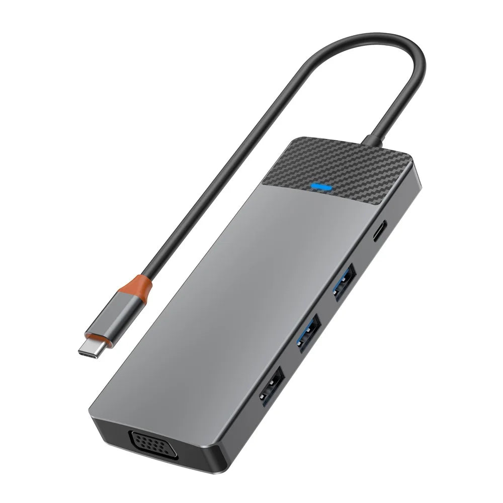 WIWU A921HV 9-In-1 Type-C Hub Multi-Port Converter with USB+PD+USB-C+Card Reader Slots+VGA+HD Output - 1