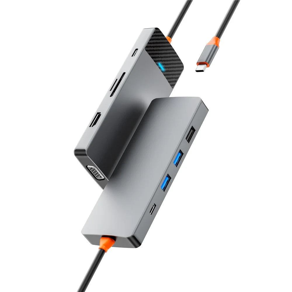 WIWU A921HV 9-In-1 Type-C Hub Multi-Port Converter with USB+PD+USB-C+Card Reader Slots+VGA+HD Output - 3