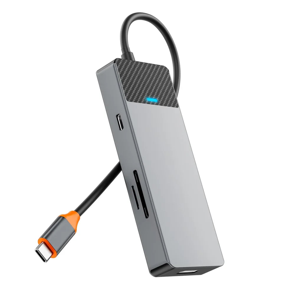 WIWU A721HD Type-C Hub Adapter to 2xUSB 3.1+PD 100W+USB-C+2xCard Reader Slots+HD Video Output - 2