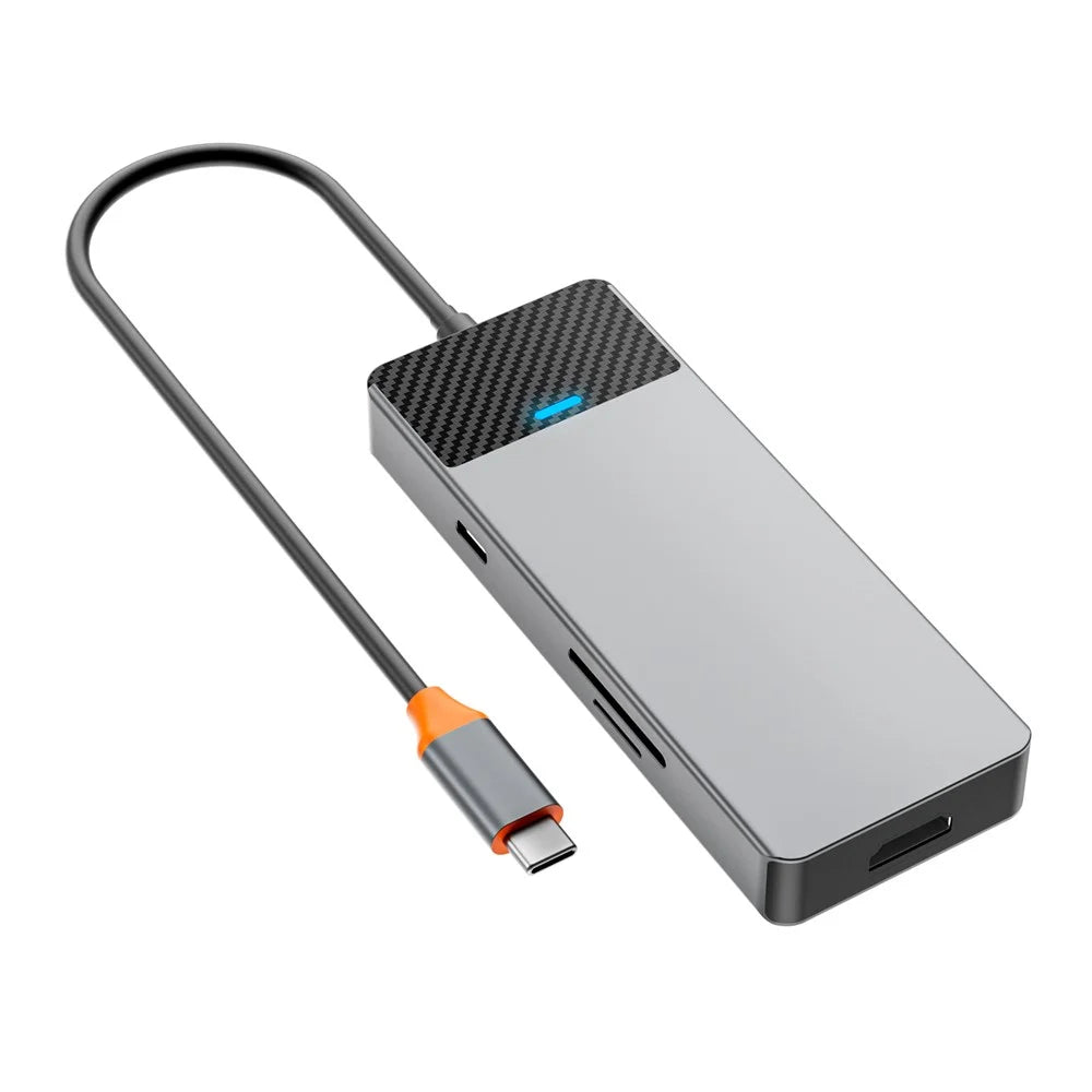 WIWU A721HD Type-C Hub Adapter to 2xUSB 3.1+PD 100W+USB-C+2xCard Reader Slots+HD Video Output - 4