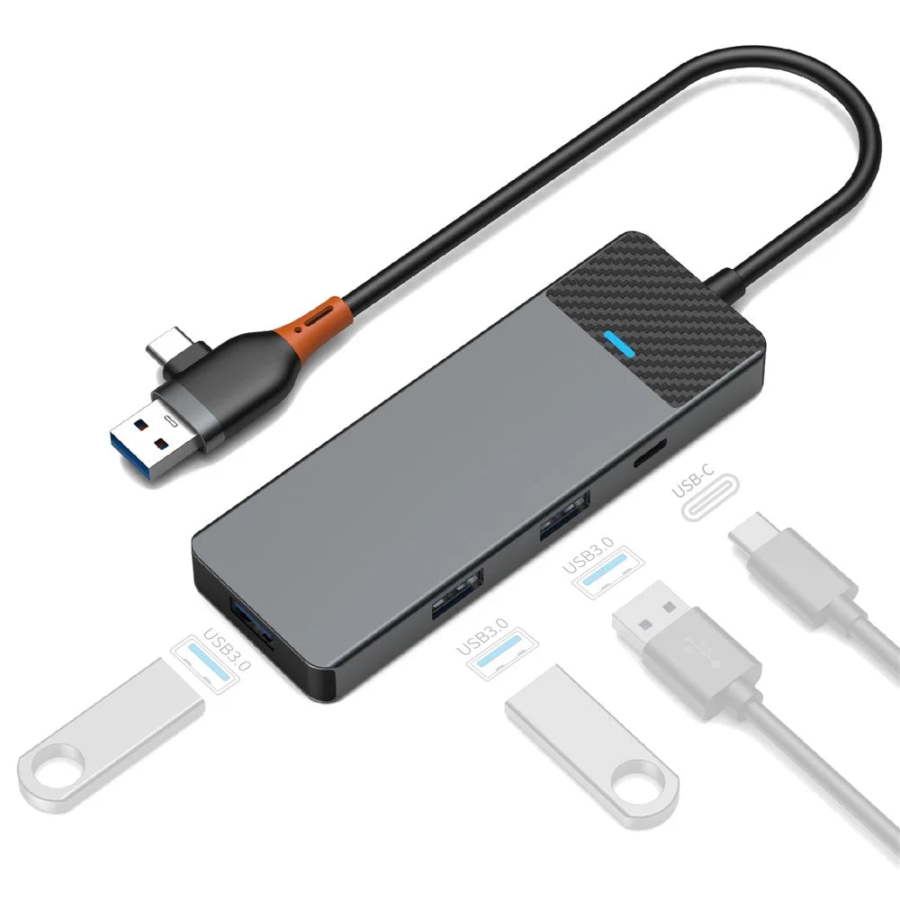 WIWU A431C Linker Series USB-A&C Hub Adapter 4-in-1 Portable Docking Station with 3 USB3.0+USB-C 3.0 - 1