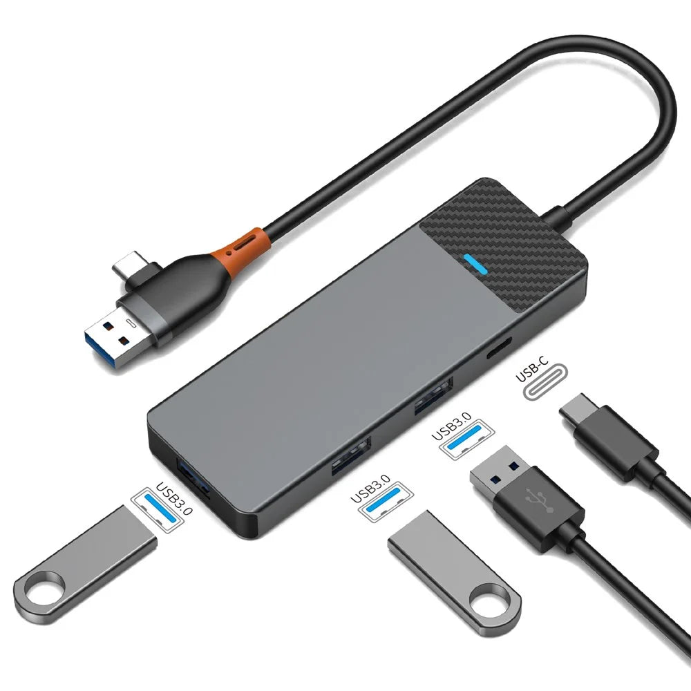 WIWU A431C Linker Series USB-A&C Hub Adapter 4-in-1 Portable Docking Station with 3 USB3.0+USB-C 3.0 - 2