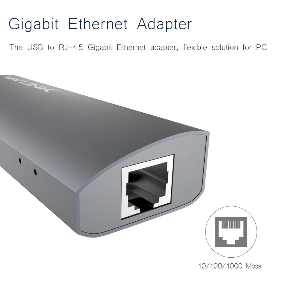 WAVLINK UH3031G / C Type-C Hub Mini Adapter to 3 x USB 3.0 + USB-C + RJ45 + DC Power Port - 4
