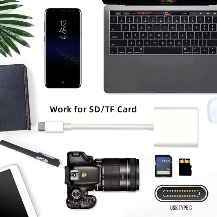 UC-155-SD002 USB 2.0 USB-C to TF Mini-SD SDXC SDHC Card Reader for MacBook Laptop Tablet Phone - 3
