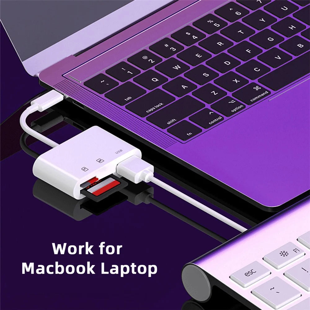 UC-155-SD003 USB 2.0 USB-C to TF + Mini-SD Card Reader USB Female Adapter for Laptop Tablet Phone - 2