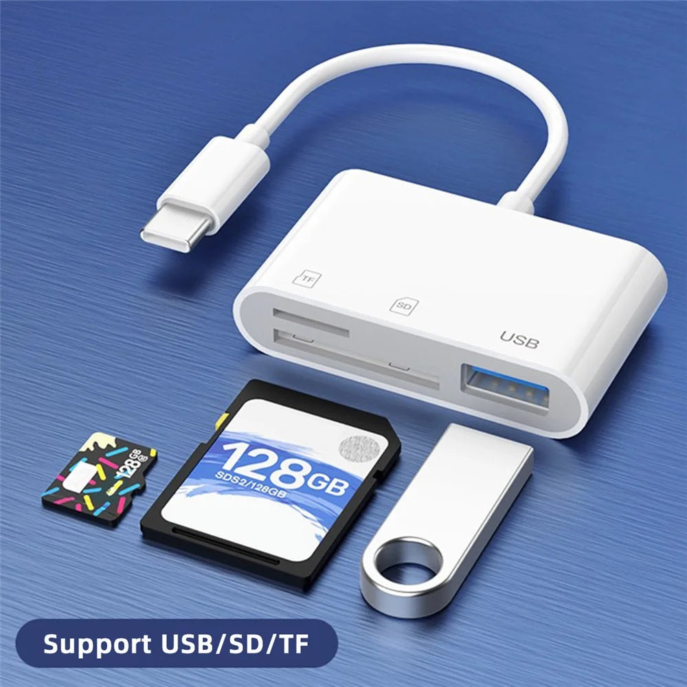 UC-155-SD003 USB 2.0 USB-C to TF + Mini-SD Card Reader USB Female Adapter for Laptop Tablet Phone - 4