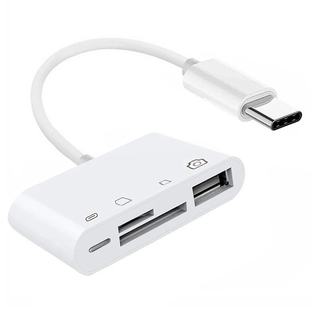 UC-155-SD004 4-in-1 USB 2.0 Type C to SD+TF+USB-A Female Card Reader PD 27W Adapter for Laptop Tablet Phone - 1