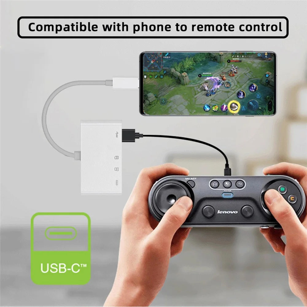 UC-155-SD004 4-in-1 USB 2.0 Type C to SD+TF+USB-A Female Card Reader PD 27W Adapter for Laptop Tablet Phone - 4
