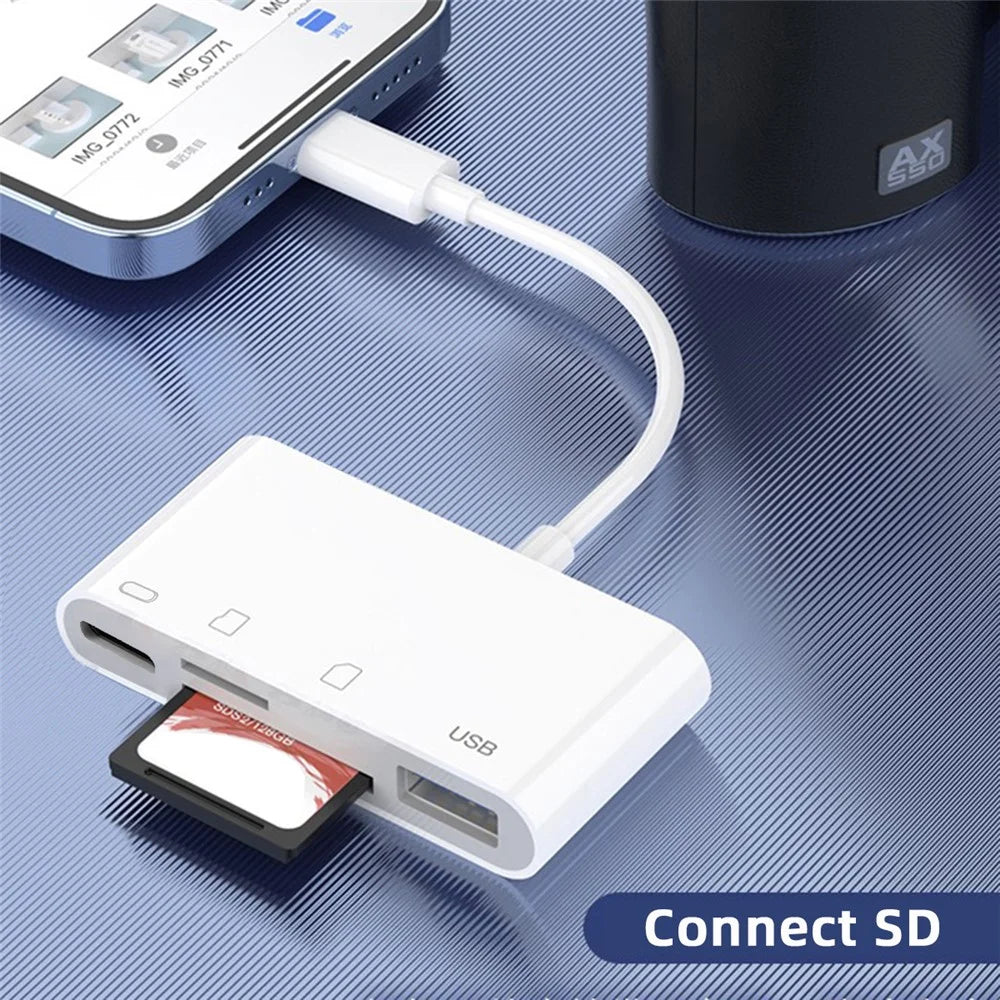 UC-155-SD004 4-in-1 USB 2.0 Type C to SD+TF+USB-A Female Card Reader PD 27W Adapter for Laptop Tablet Phone - 6