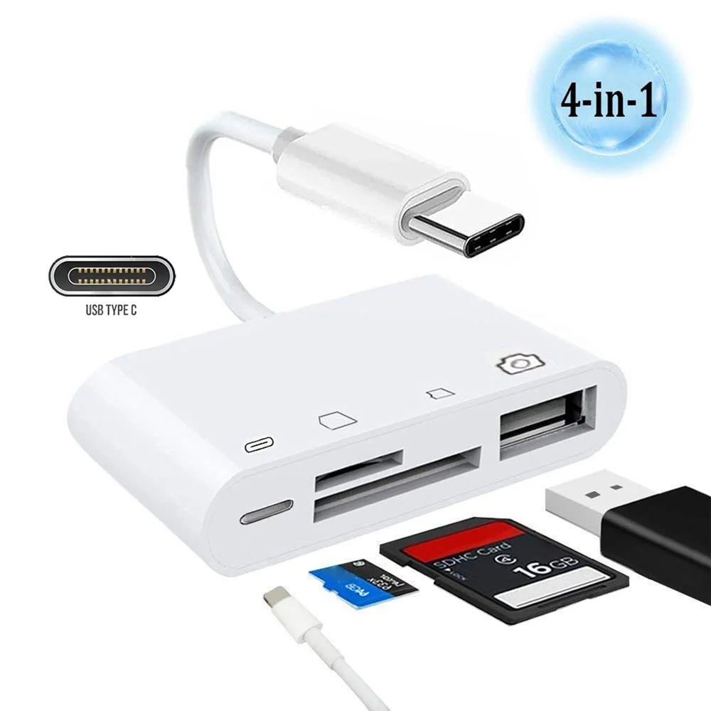 UC-155-SD004 4-in-1 USB 2.0 Type C to SD+TF+USB-A Female Card Reader PD 27W Adapter for Laptop Tablet Phone - 7