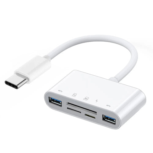 UC-155-SD005 5-in-1 USB 2.0 Type C USB-C to SD+TF+Dual USB3.0 Female Card Reader PD 27W Adapter - 1