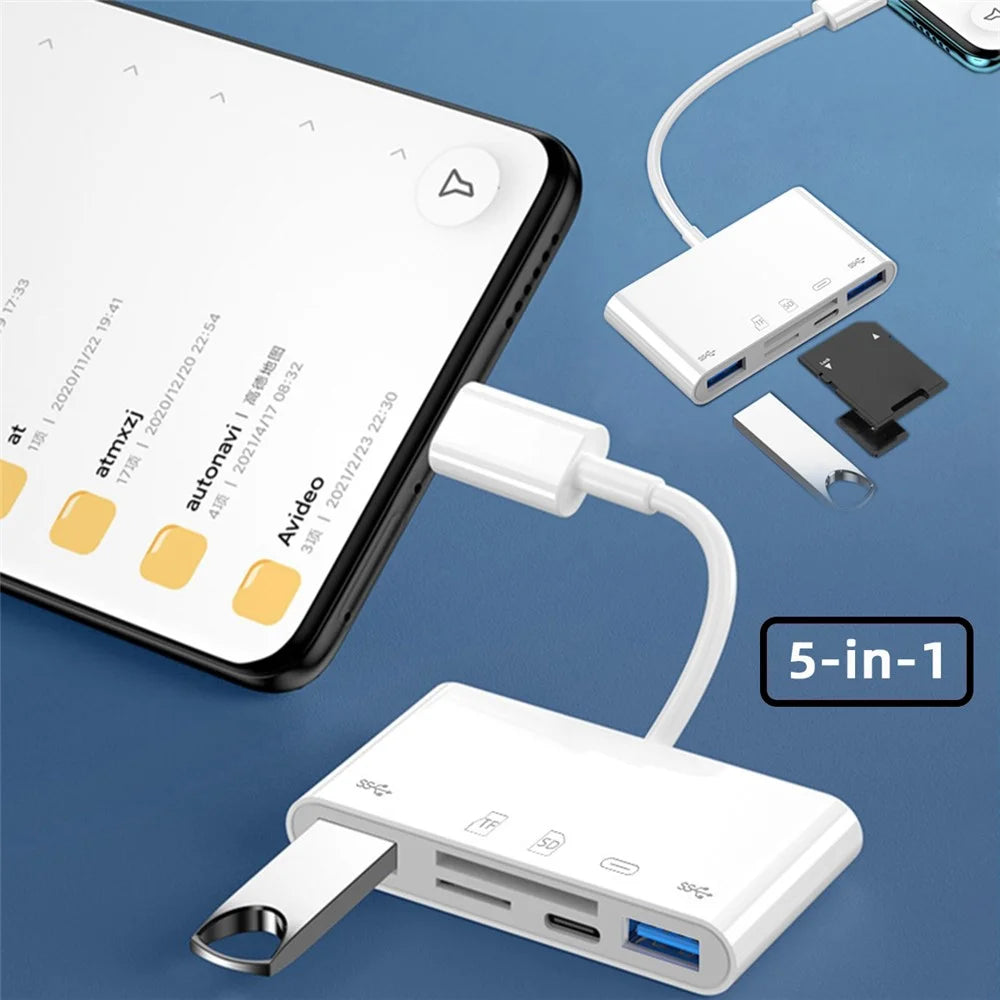 UC-155-SD005 5-in-1 USB 2.0 Type C USB-C to SD+TF+Dual USB3.0 Female Card Reader PD 27W Adapter - 4