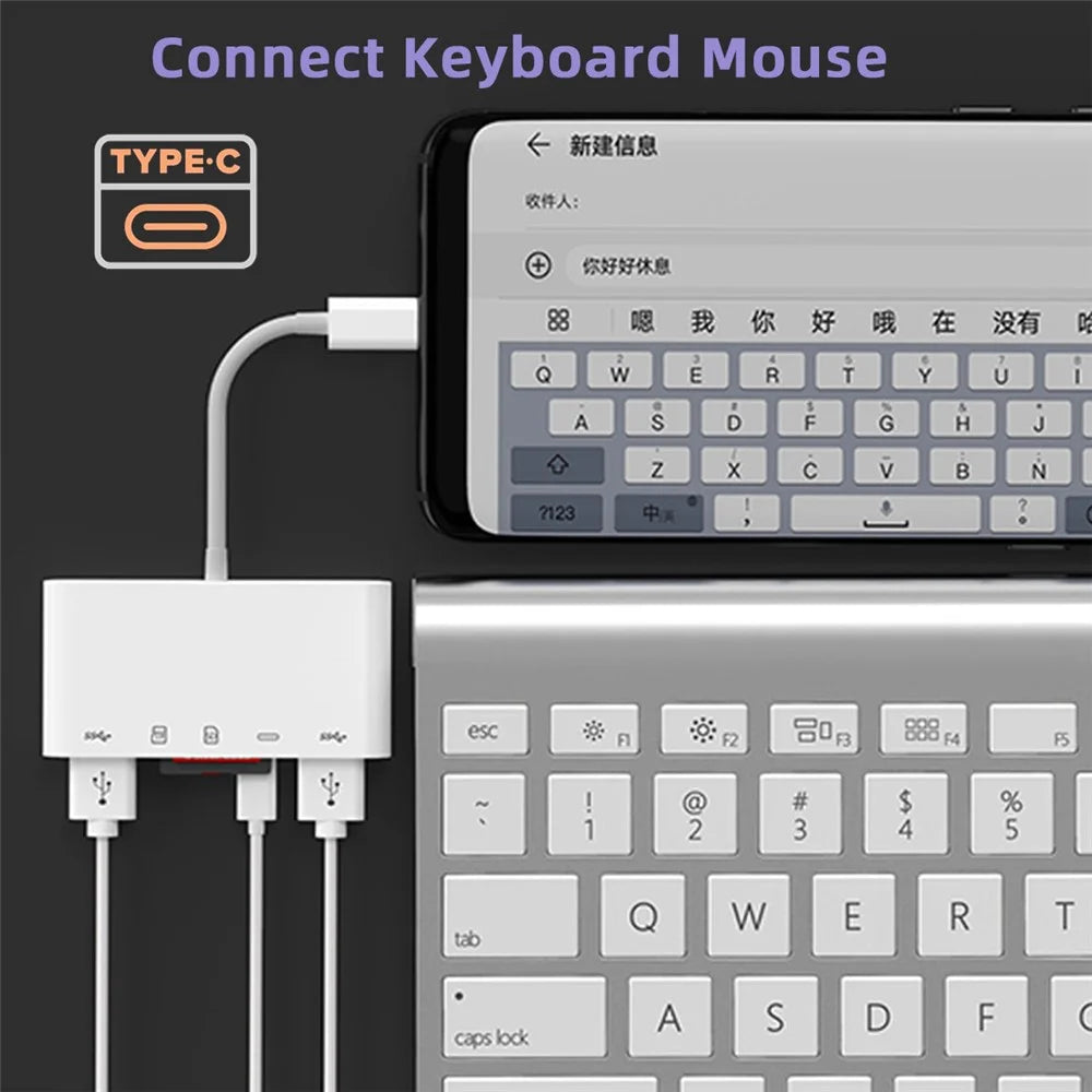 UC-155-SD005 5-in-1 USB 2.0 Type C USB-C to SD+TF+Dual USB3.0 Female Card Reader PD 27W Adapter - 5