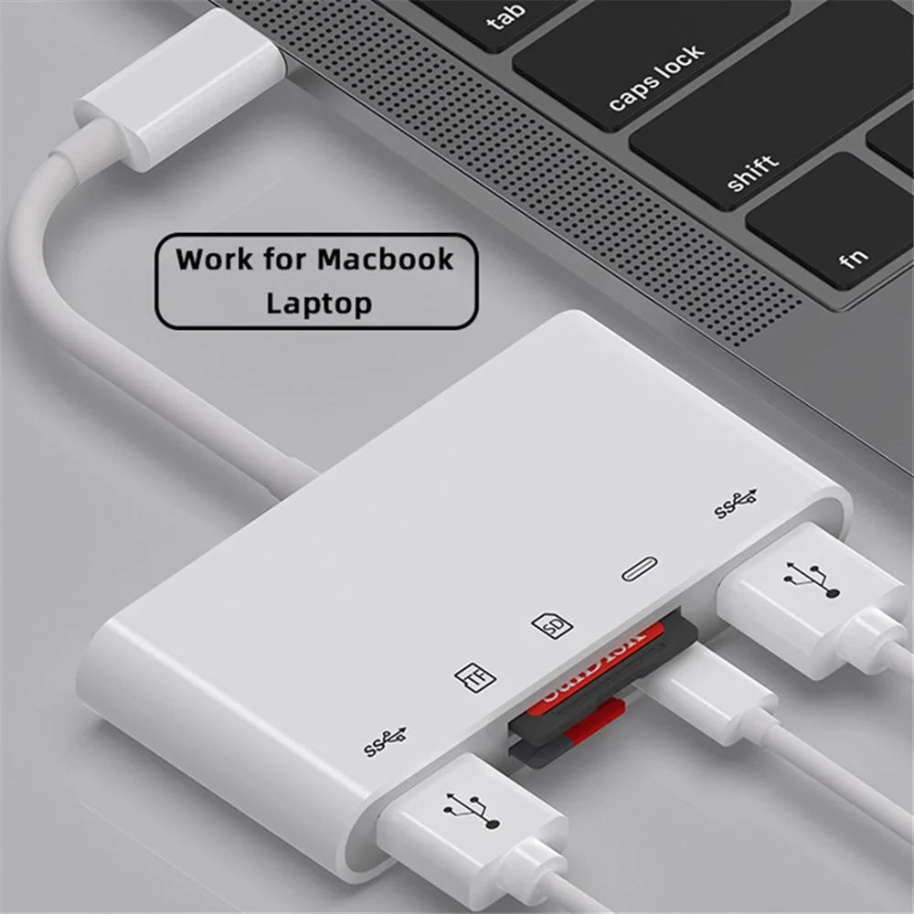 UC-155-SD005 5-in-1 USB 2.0 Type C USB-C to SD+TF+Dual USB3.0 Female Card Reader PD 27W Adapter - 6