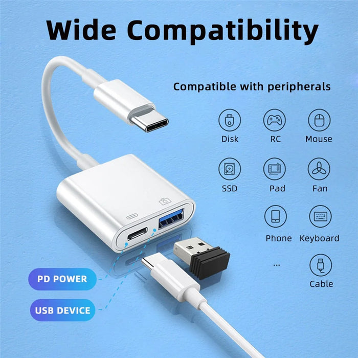 UC-155-TC002 Type-C to Type-A USB3.0 Female with PD Power Charge Adapter Compatible with Macbook Laptop Tablet Phone - 4
