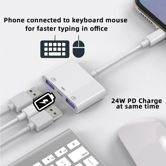 UC-155-TC003 Type C to Dual Type-A USB3.0 Female with PD Power Charge Adapter Compatible with Laptop Tablet Phone - 7