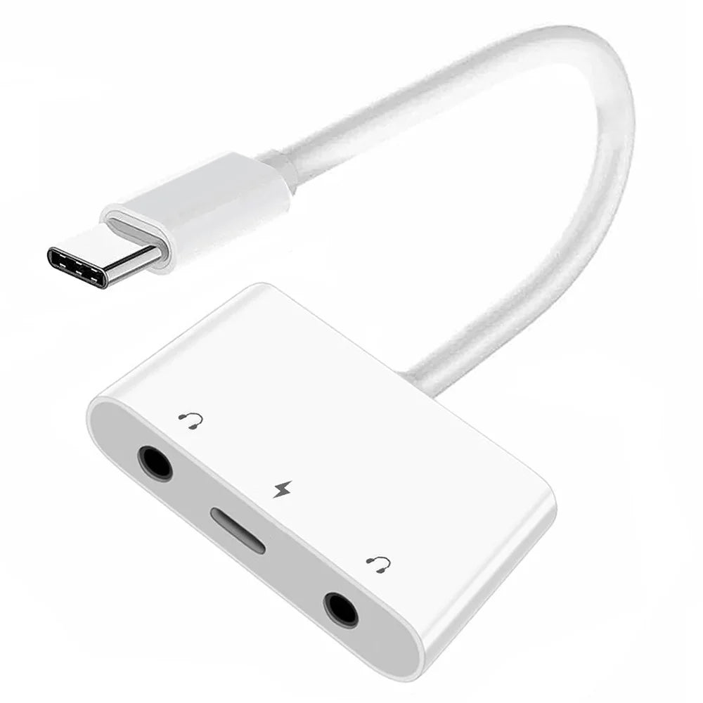 UC-155-TC005 Type C to Dual 3.5mm Audio AUX + MIC Sound Card with PD Power Charge Adapter for Laptop Tablet Phone - 1