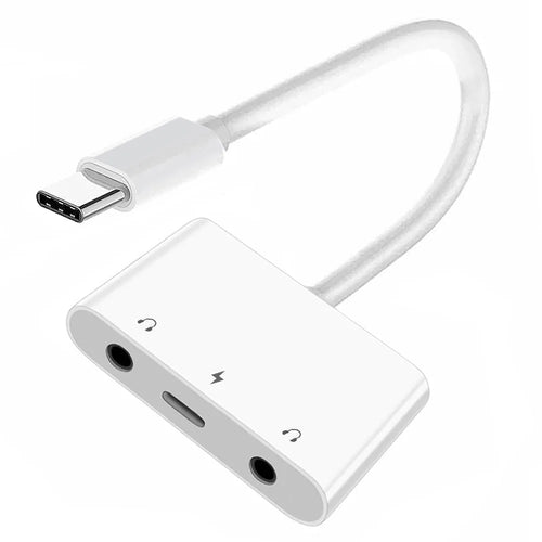 UC-155-TC005 Type C to Dual 3.5mm Audio AUX + MIC Sound Card with PD Power Charge Adapter for Laptop Tablet Phone - 1