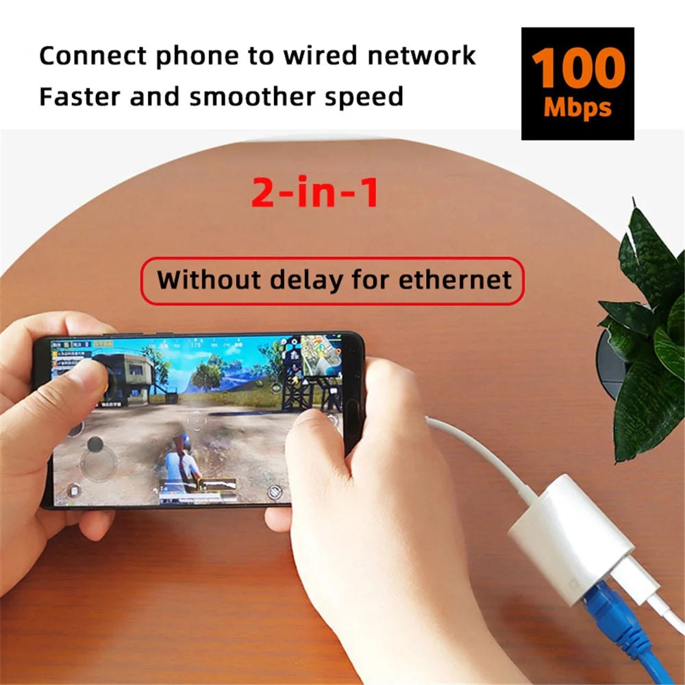 UC-155-TC006 Type C USB-C to 100Mbps Networking RJ45 with PD Power Charge Adapter for Laptop Tablet Phone - 5