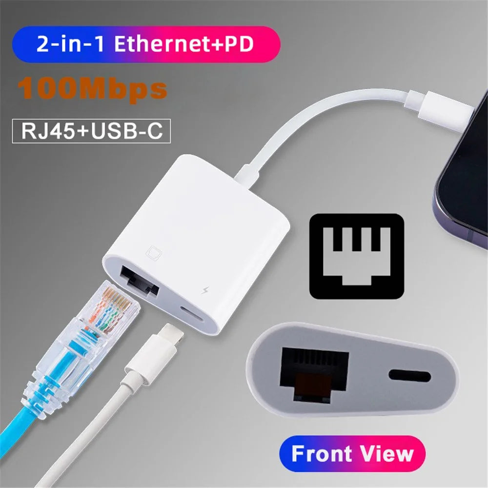 UC-155-TC006 Type C USB-C to 100Mbps Networking RJ45 with PD Power Charge Adapter for Laptop Tablet Phone - 6