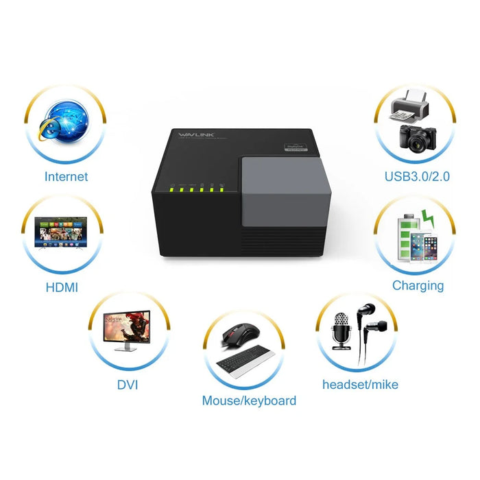 WAVLINK WL-UG39DK3 USB 3.0 Hub Fast Charging Gigabit Ethernet Dual Display Video Dock with DVI / HD - EU Plug - 3