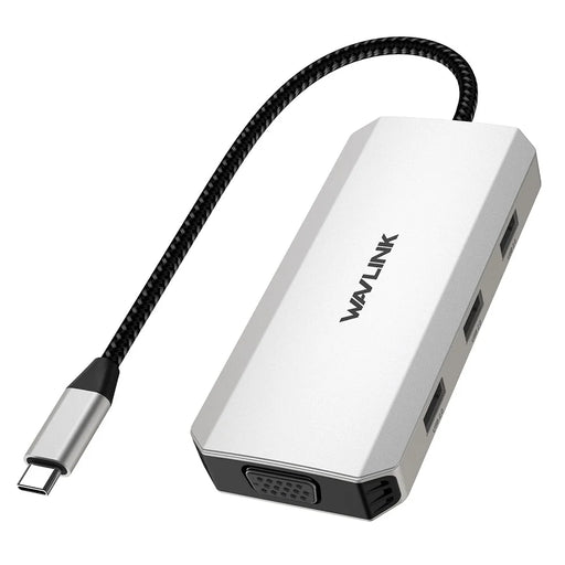 WAVLINK WL-UMD307 Hub Adapter Type-C to HD 4K@60Hz+VGA 1080P@60Hz+3xUSBA2.0+2xDP Docking Station - 1