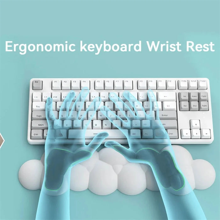 PIWIJOY Marshmallow Wrist Rest Cushion Pad with Memory Foam PU Leather Keyboard Wrist Support - White - 2