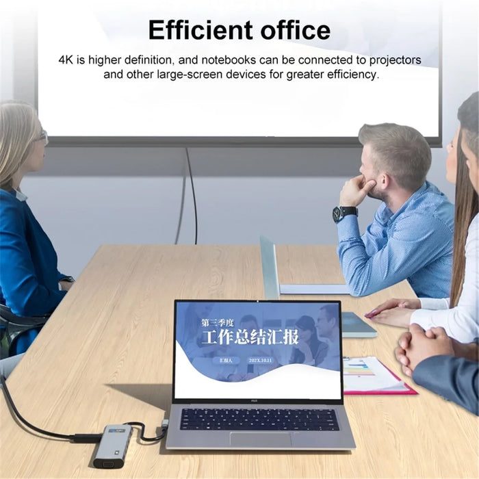 V261A Type-C Hub with PD+USB3.0+USB2.0+Type-C+SD / TF+RJ45+USB Audio+HD+VGA - 6