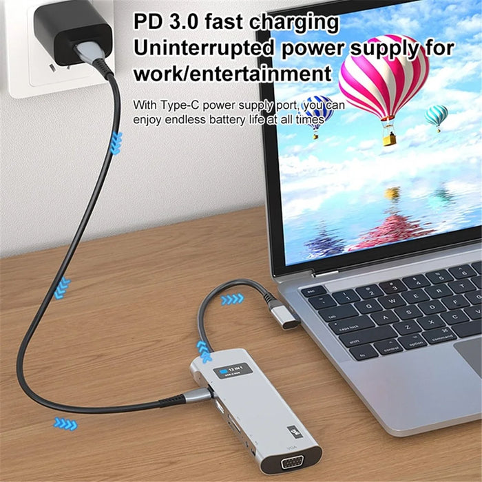 V261A Type-C Hub with PD+USB3.0+USB2.0+Type-C+SD / TF+RJ45+USB Audio+HD+VGA - 7