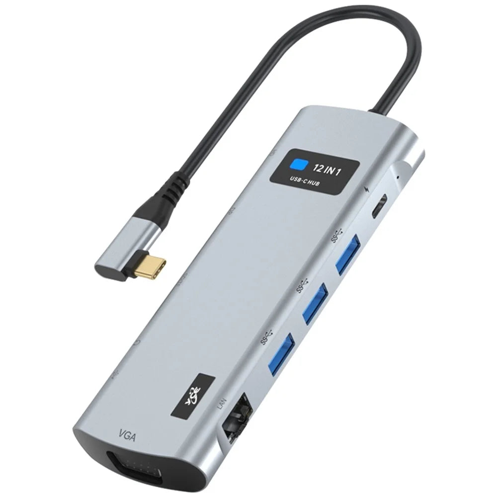 Z261 USB3.1 to PD+USB3.0x3+Type-C+SD / TF+RJ45+3.5mm+DP+HD+VGA 12-in-1 Hub - 2